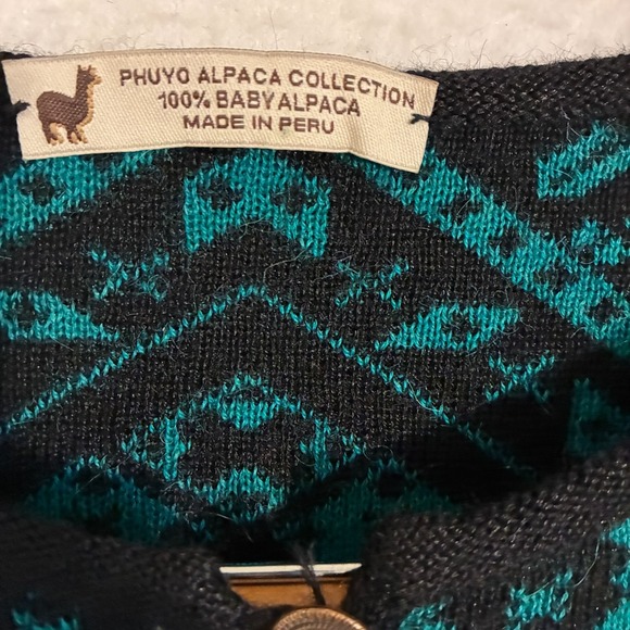 Peruvian Baby Alpaca Collection Cardigan Sweater Women Fits M Traditional Floral - Picture 4 of 9